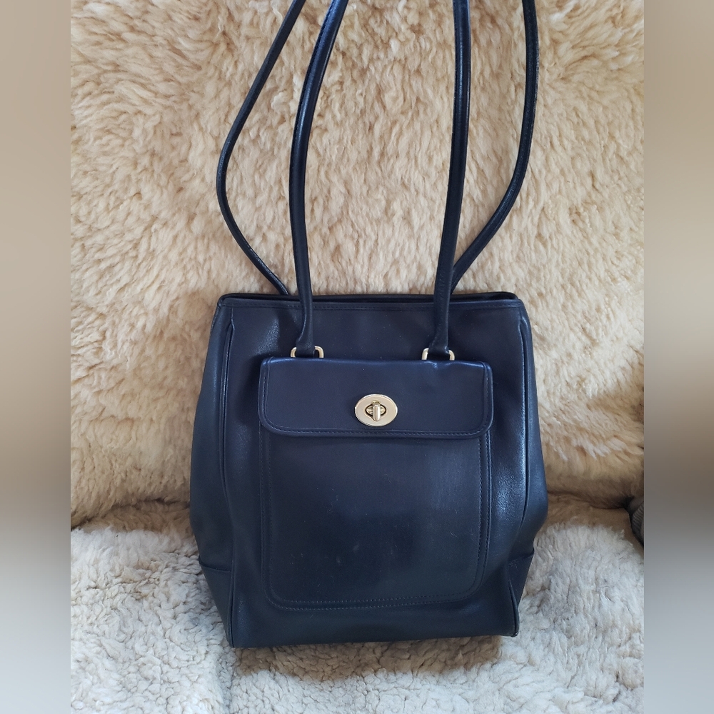 COACH 9714 Penelope Paper Bag Tote (Black), Brass Hardware, Made in Costa Rica